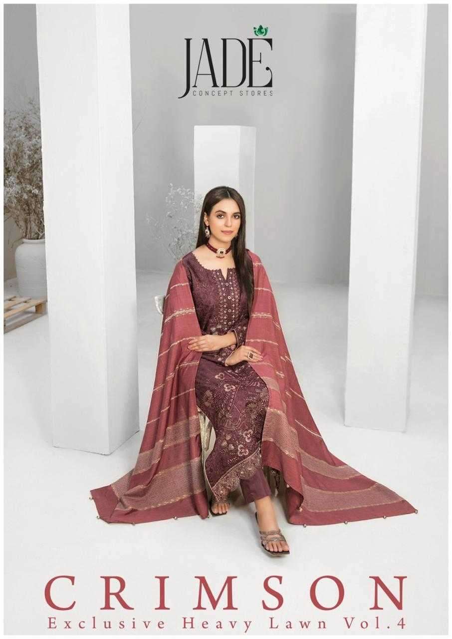 jade crimson vol 4 series 401-406 Heavy Lawn Cotton Karachi Prints suit