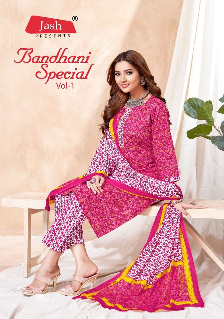 Jash Bandhani Special Vol-1 series 1001-1010 Heavy Cambric Cotton readymade suit 