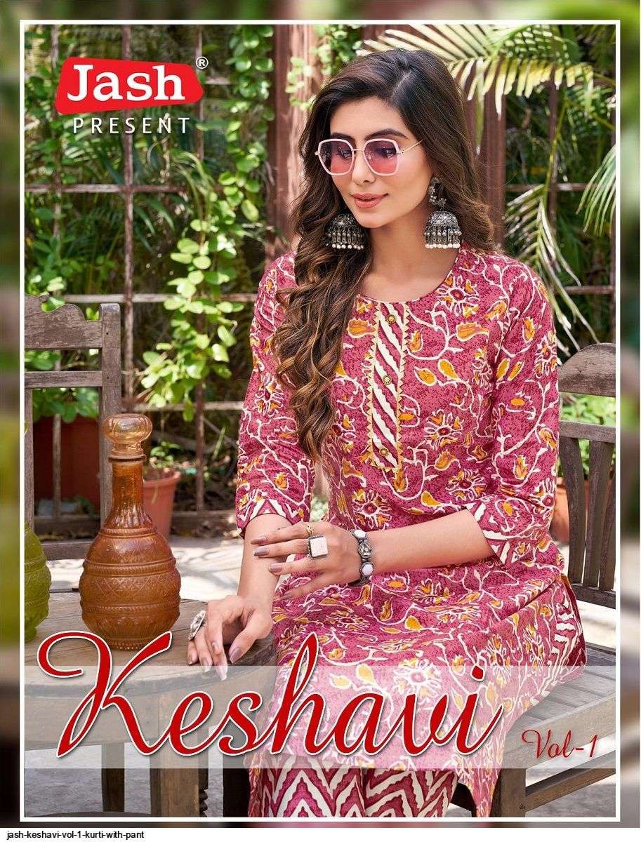 Jash Keshavi Vol-1 series 1001-1010 Pure Cotton kurti with pant 