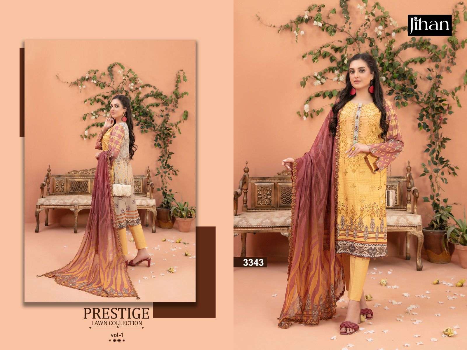 JIHAN 3442 -3444 designer PURE LAWN PRINT suit