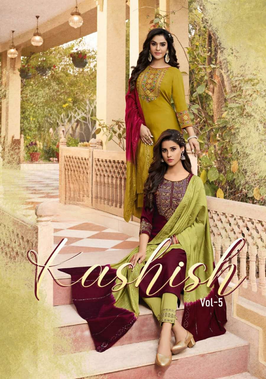 Kashish Vol 5 Pure Rayon Weaving readymade suit 