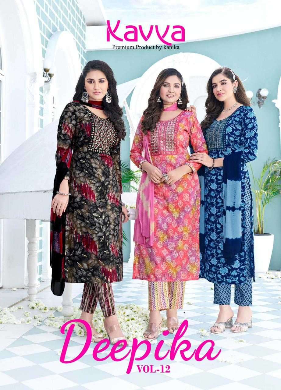 kavya deepika vol 12 series 12001-12010 Premium quality capsule readymade suit 