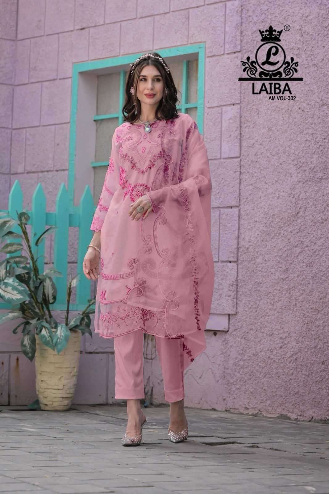 laiba 302 Pure Organza organza shirt is beautifully adorned with  embroidery with handwork 