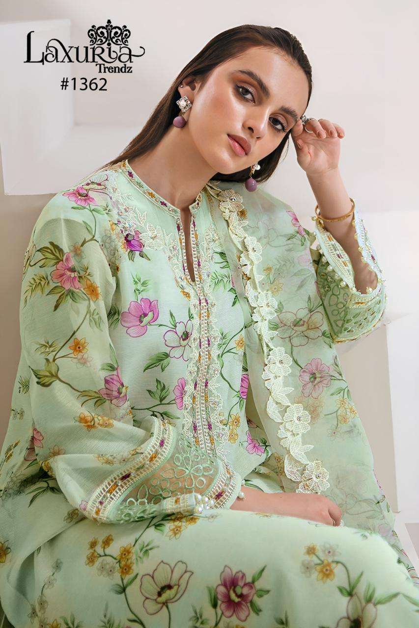 laxuria 1362 Organza Chex Embroidery HandWork readymade suit 