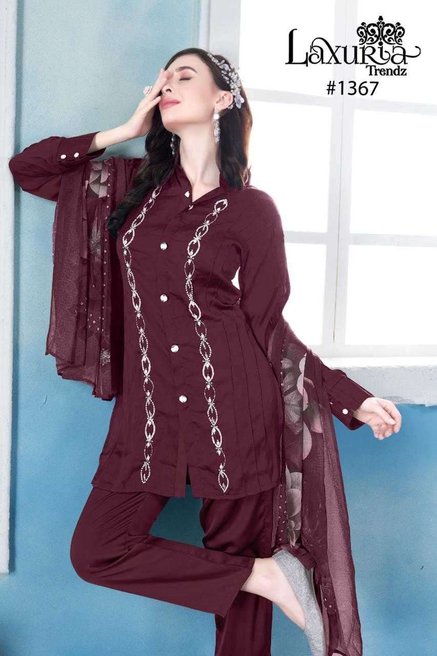 laxuria 1367 BSY Satin Tunic with Gorgeous Handwork 