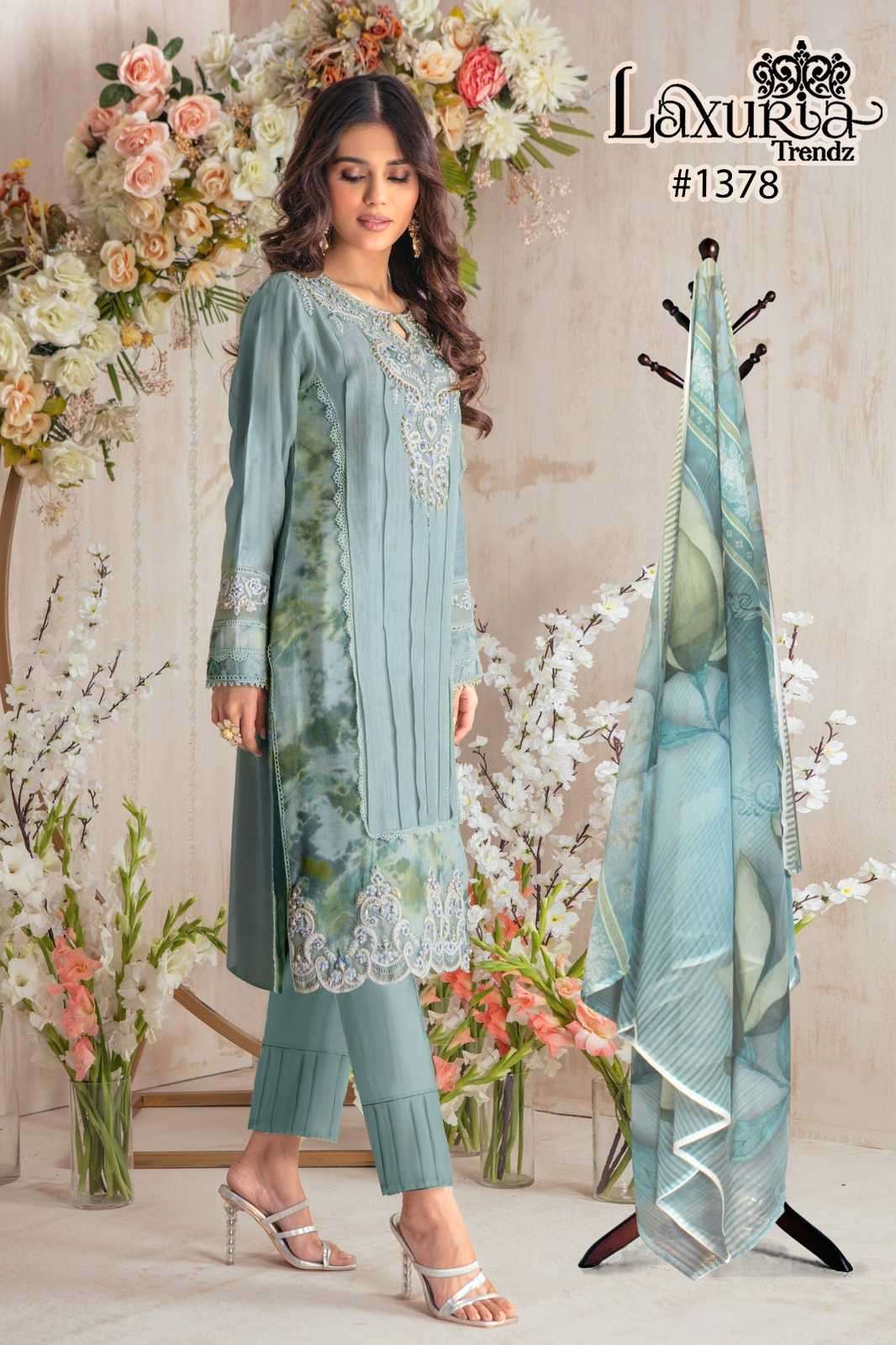 laxuria 1378 Faux Georgette Embroidery Tunic With Hand Work