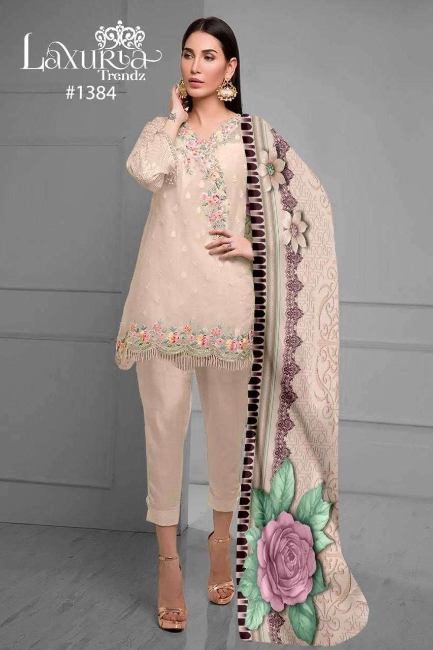 laxuria 1384 Faux Georgette  Embroidery Tunic With Hand Work 