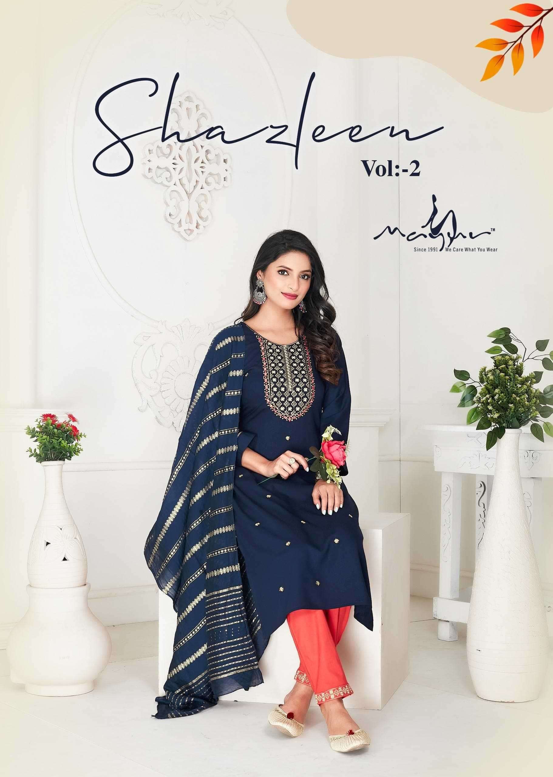 mayur shazleen vol 2 series 201-206 Heavy Bombay Rayon Jacquard readymade suit