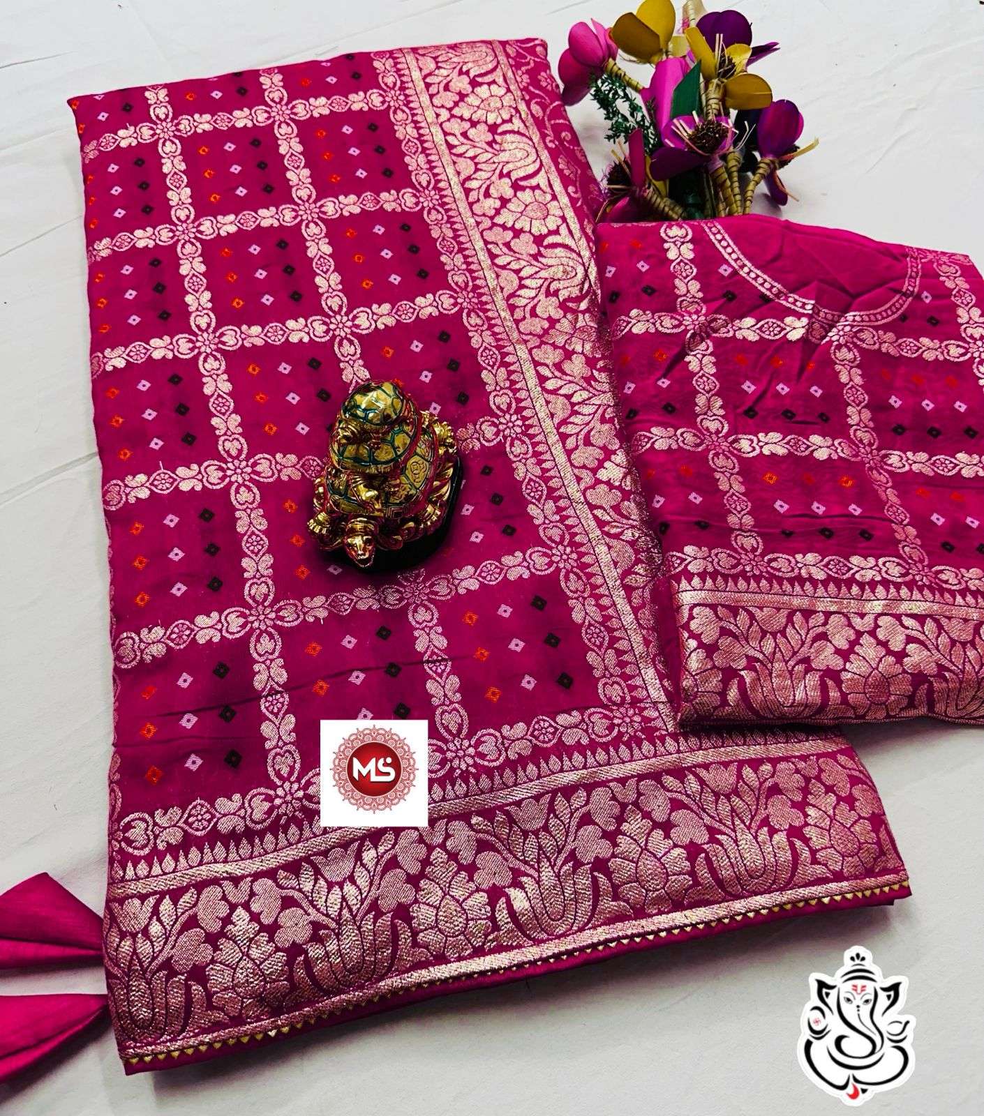 ms Brand 2321 of women choice jari weaving chex & Border saree