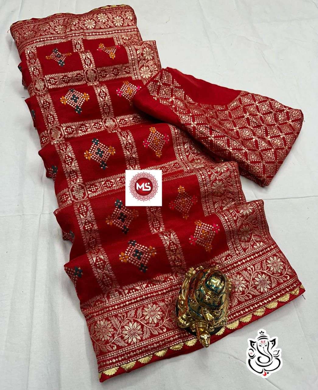 ms brand MEENA JAAL CHOKDA designer Banarasi Dola silk saree