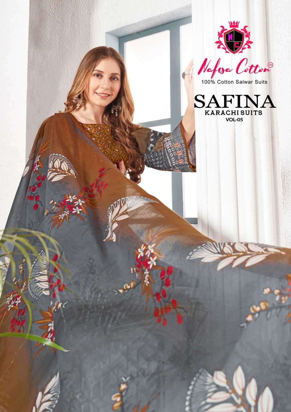nafisa cotton safina karachi suits vol 5 series 5001-5006 Pure Soft Cotton suit