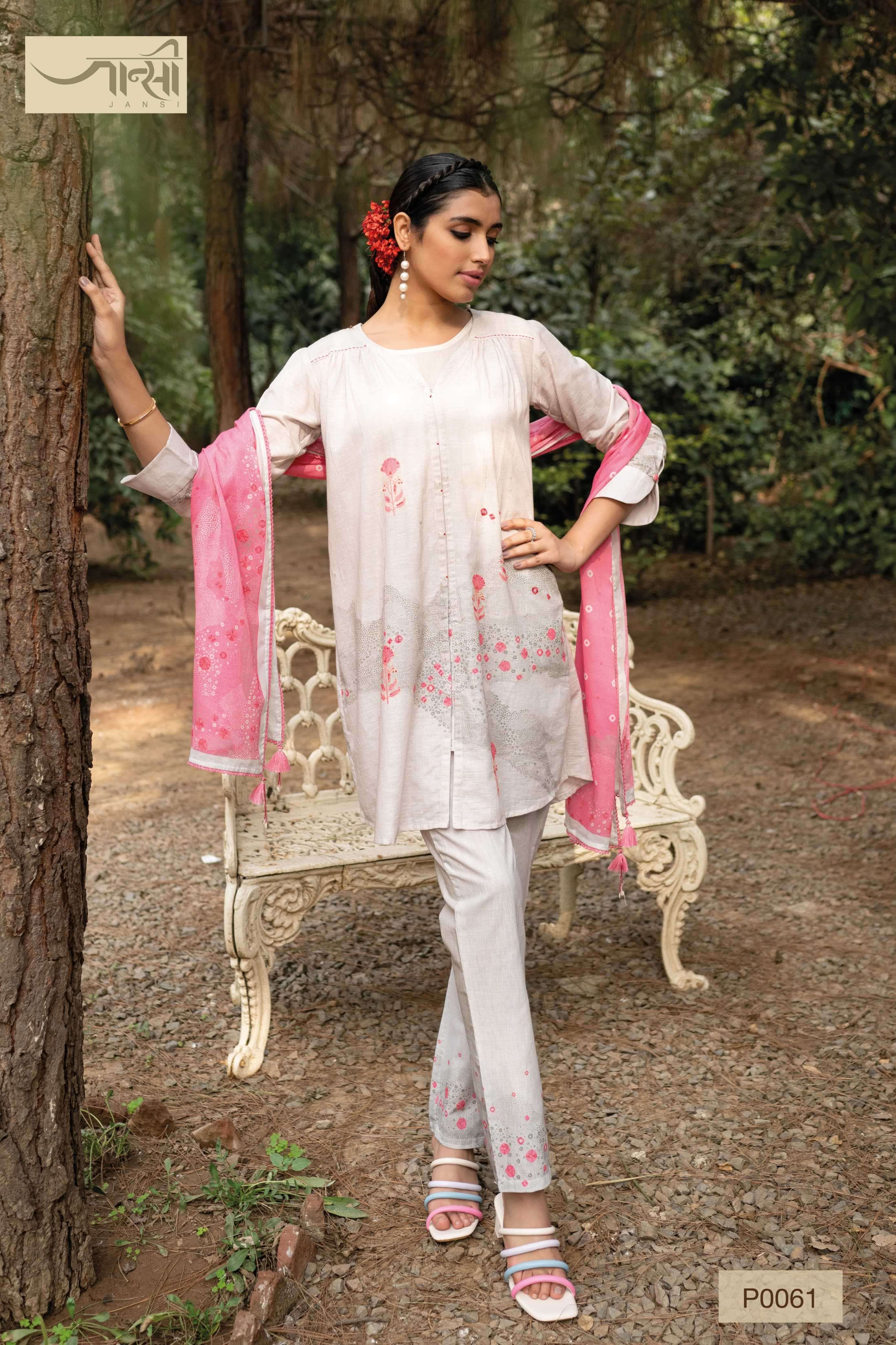 omtex jaansi p0061 linen digital print work readymade suit 