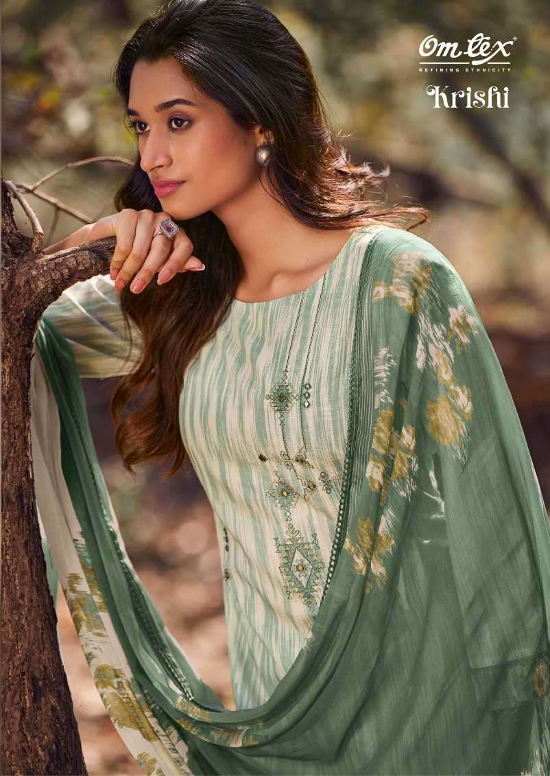 omtex krishi series 3951 linen cotton digital print suit 