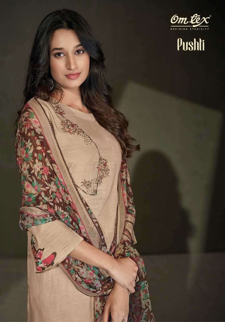 omtex pushti series 3901 muslin linen digital print suit 