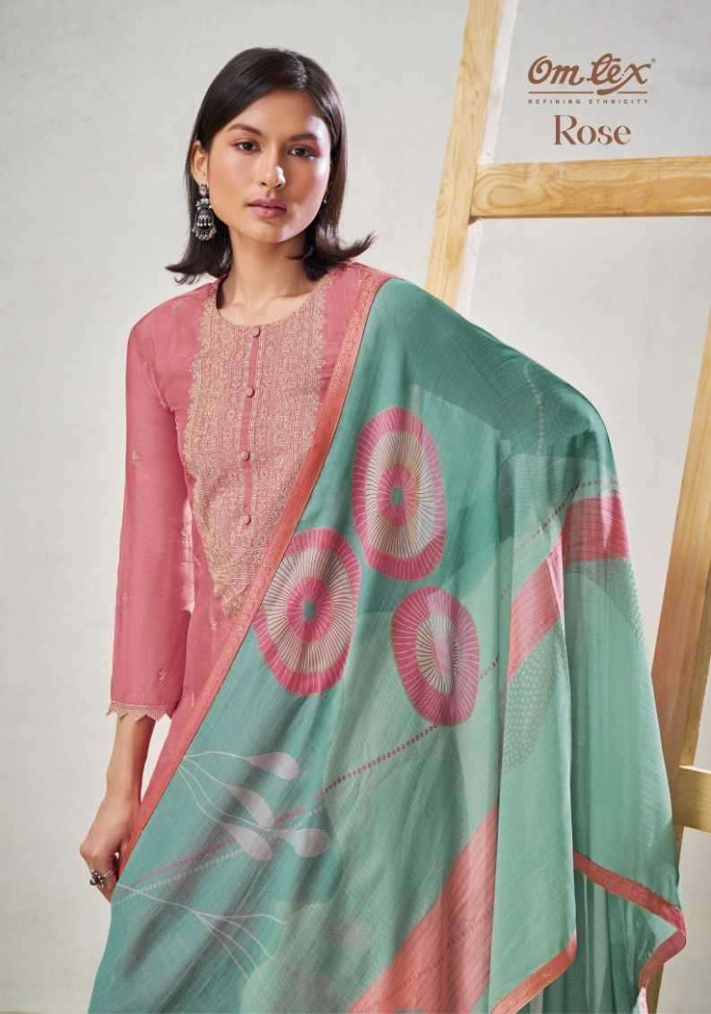 omtex rose 3771 daisy silk embroidery suit 