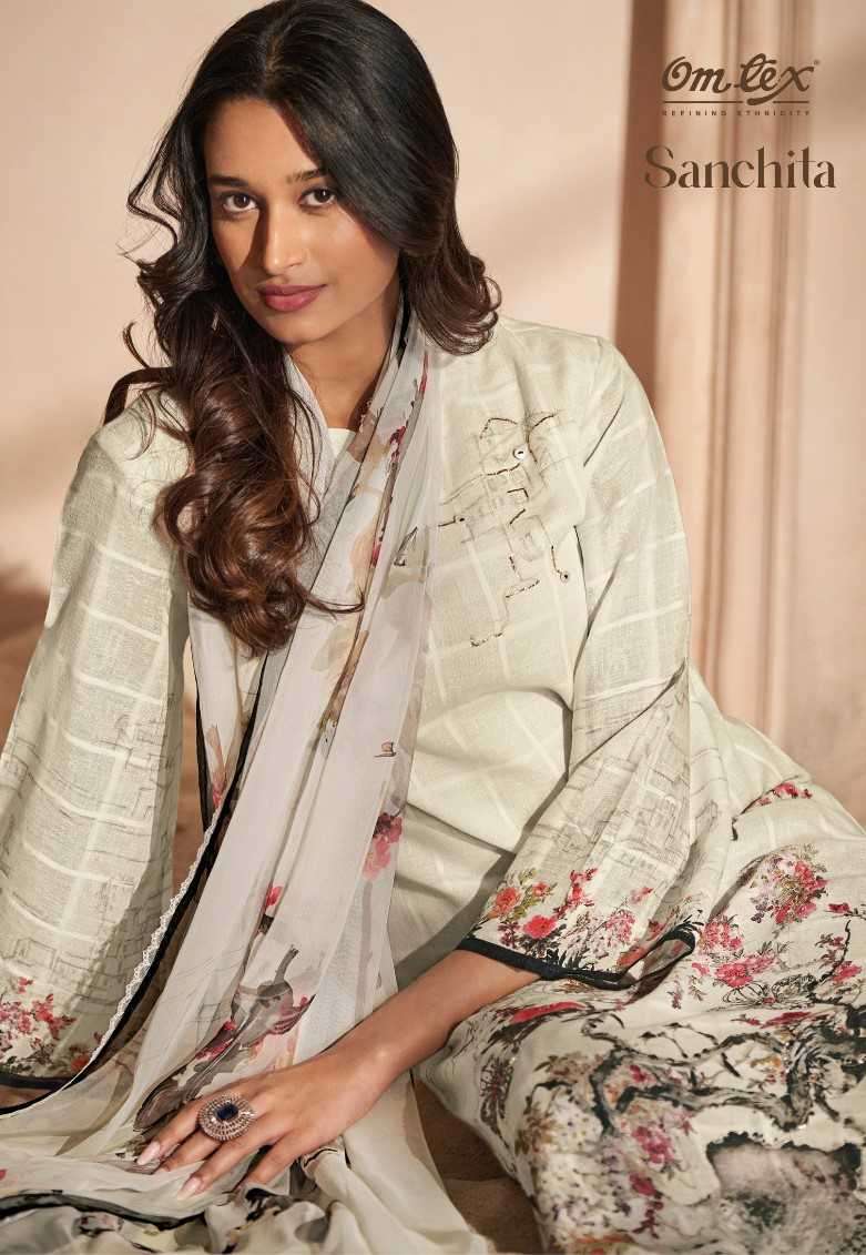 omtex sanchita series 3921 linen cotton suit 