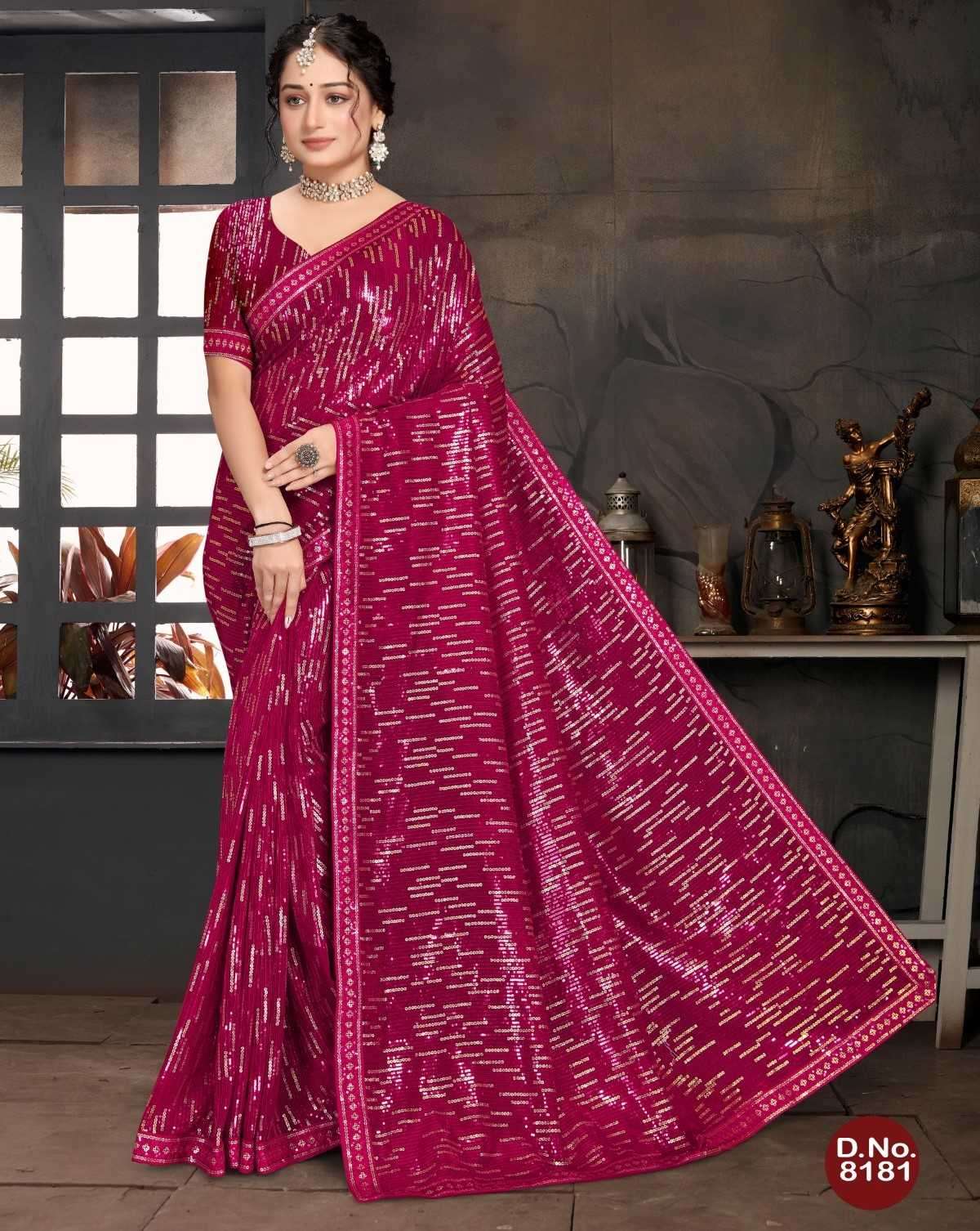 pr 8181 beautiful sequence work occasion wear sarees collection