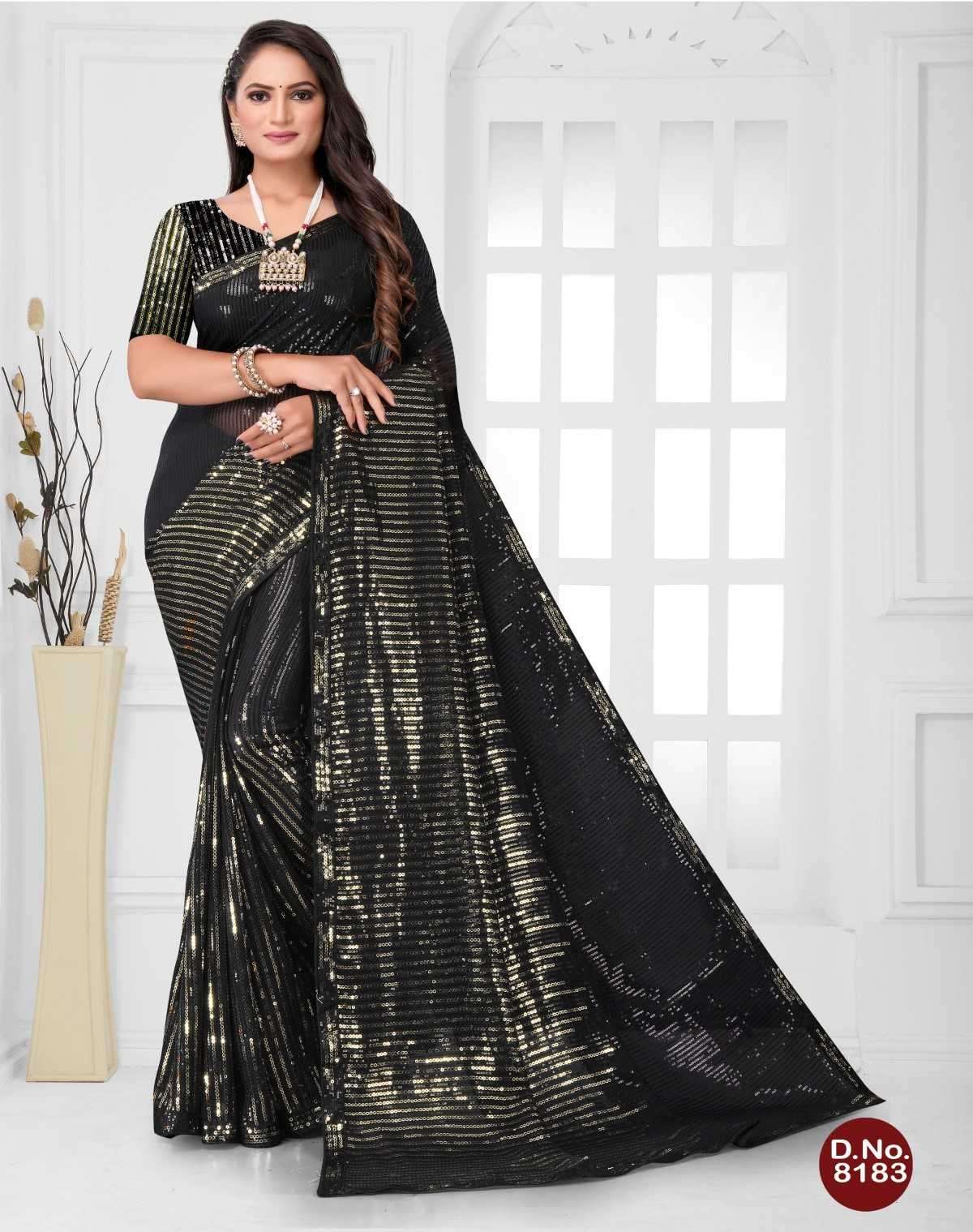 pr 8183 trendy exclusive party wear sequence work sarees