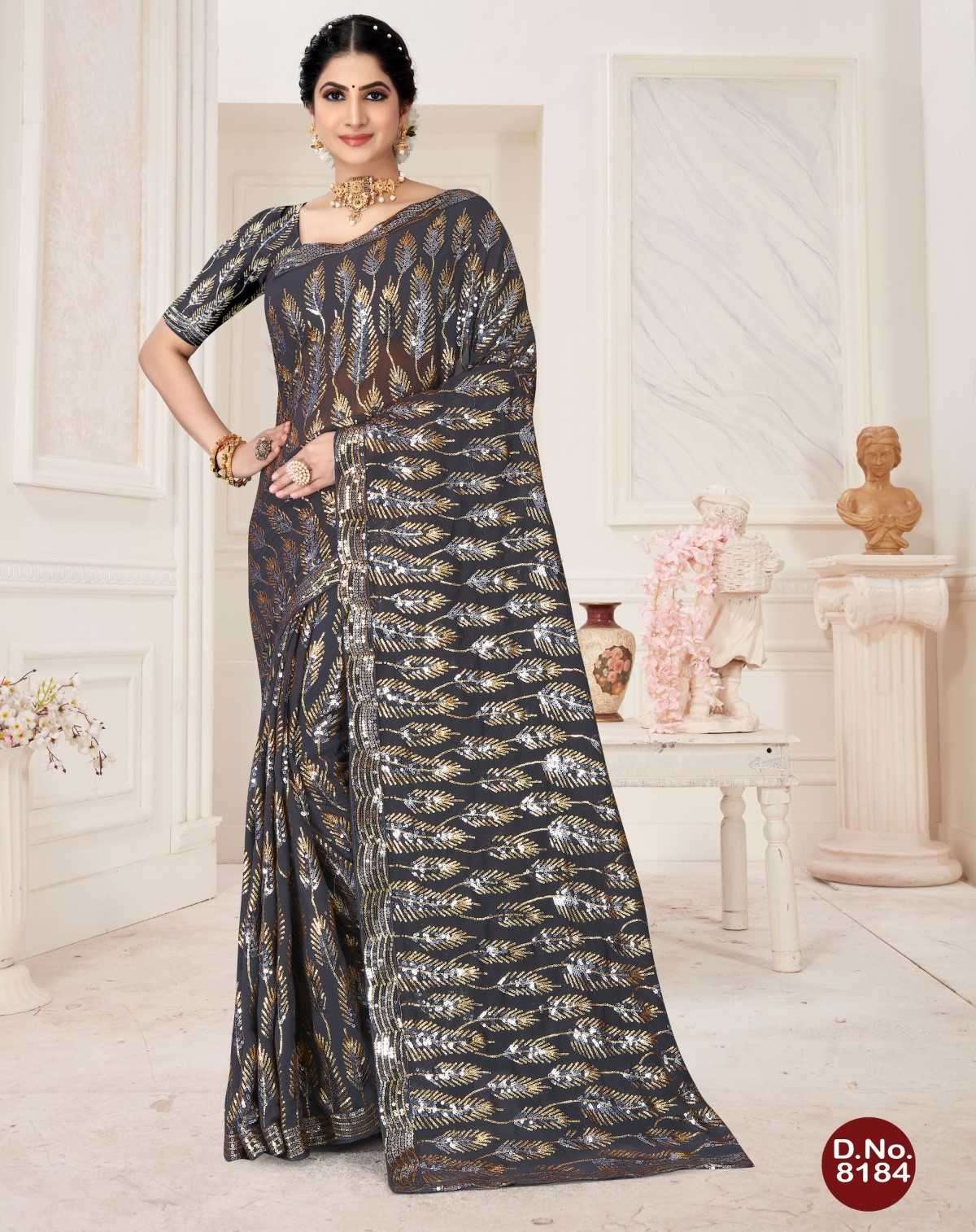 pr 8184 celebrity wear sequence work sarees