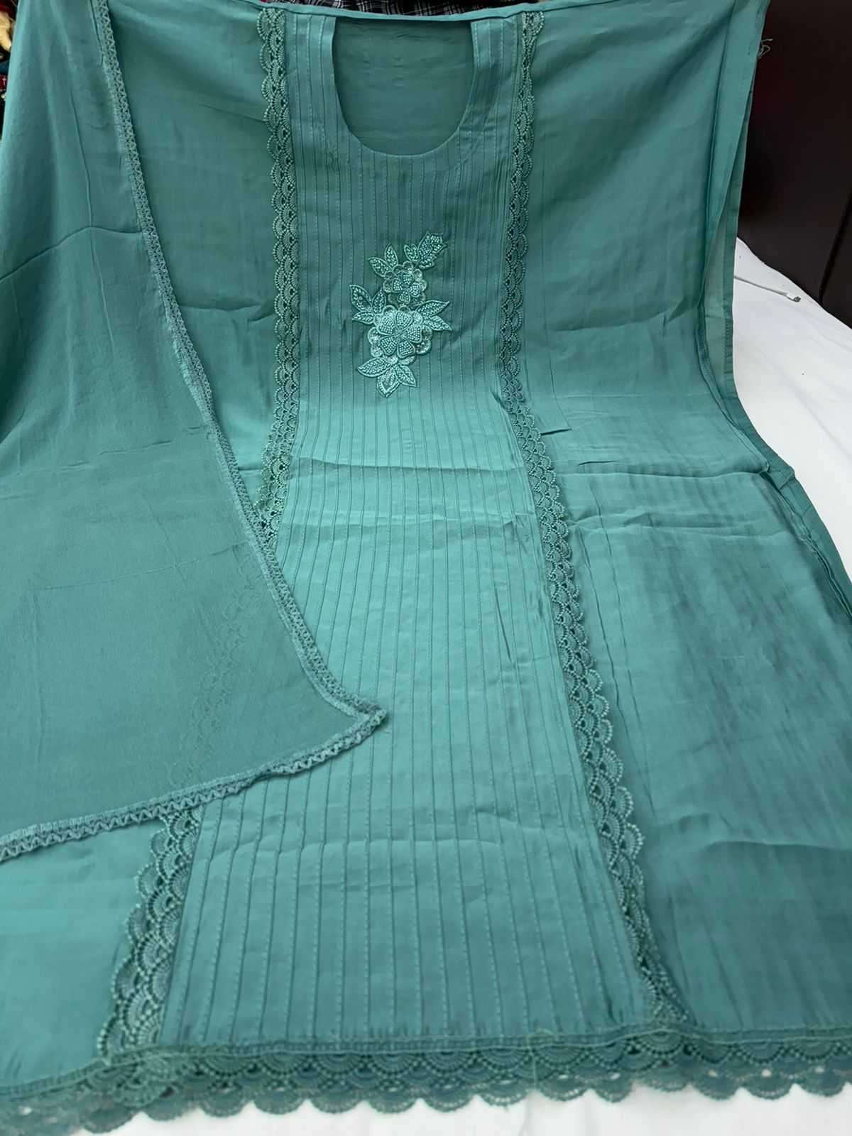 pr fancy laces Pure roman silk Designer wear non catalogue suit