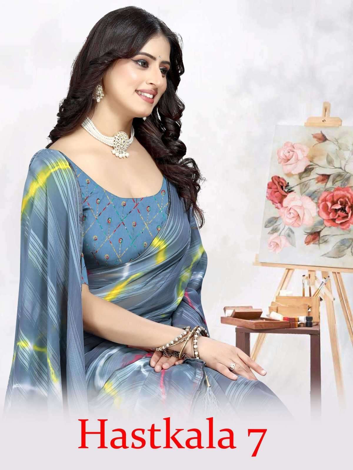 pr hastkala vol 7 series 5001-5008 wetless jari patta saree