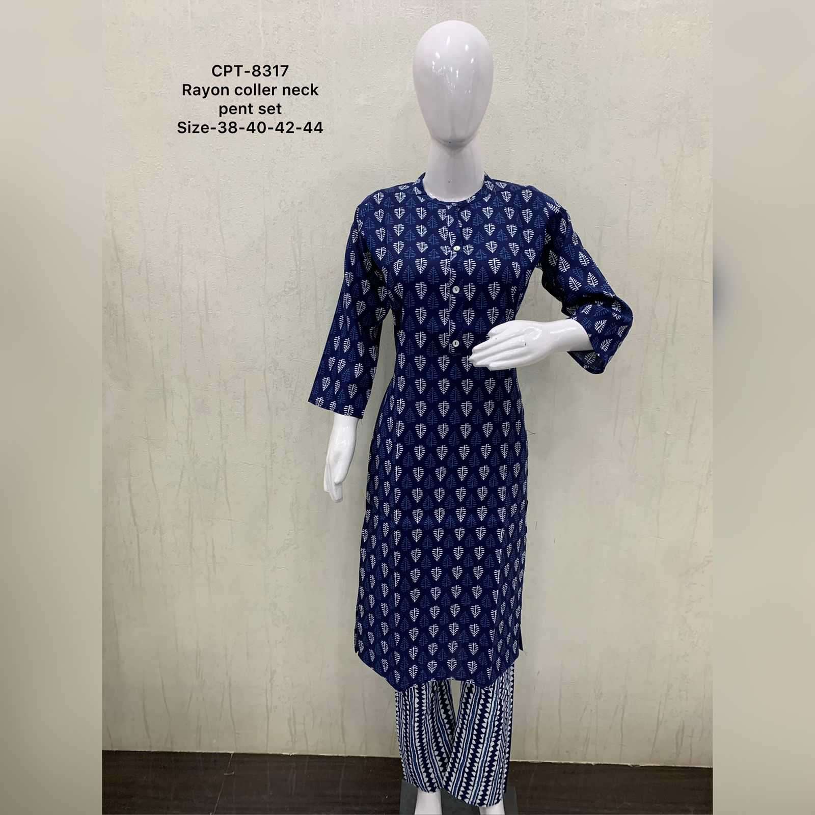 pr jaipuri style fancy casual kurti pant combo set