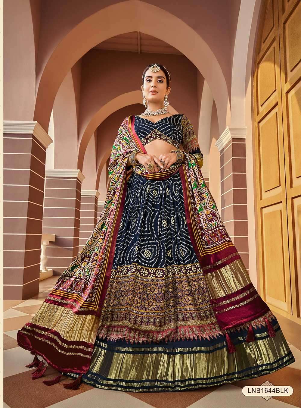 pr lnb1645 gujarati festive wear stitch lehenga with unstitch blouse dupatta