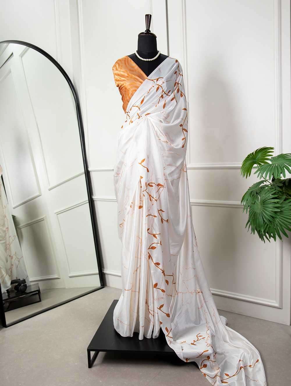 pr ynf7003 Satin silk Digital Print embellished with foil work saree