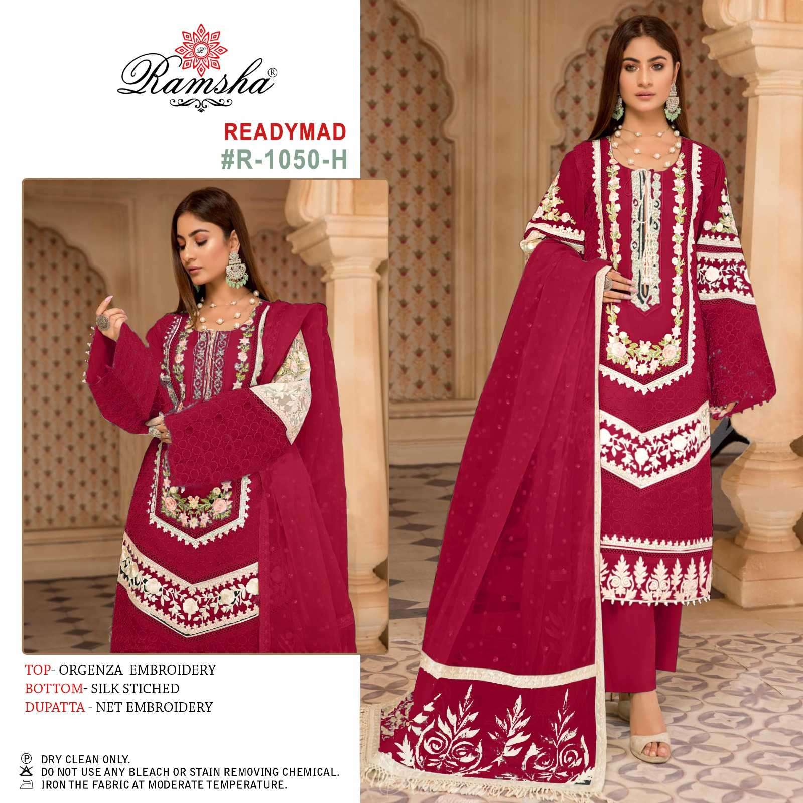 ramsha R-1050 nx efgh organza embroidered readymade suit 