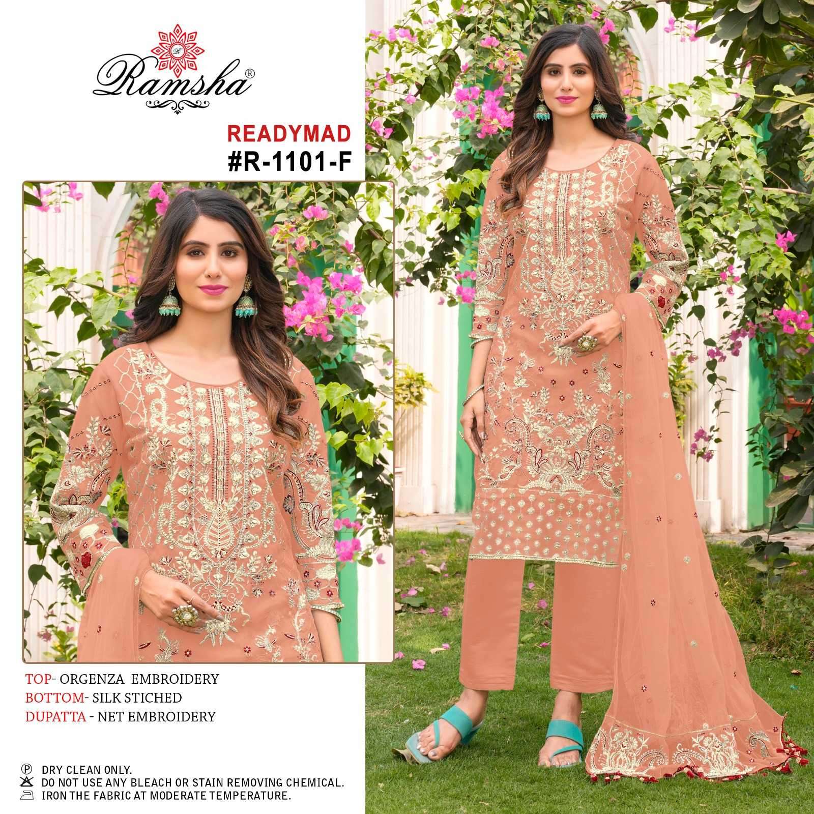 ramsha R-1101 efgh organza embroidered readymade suit