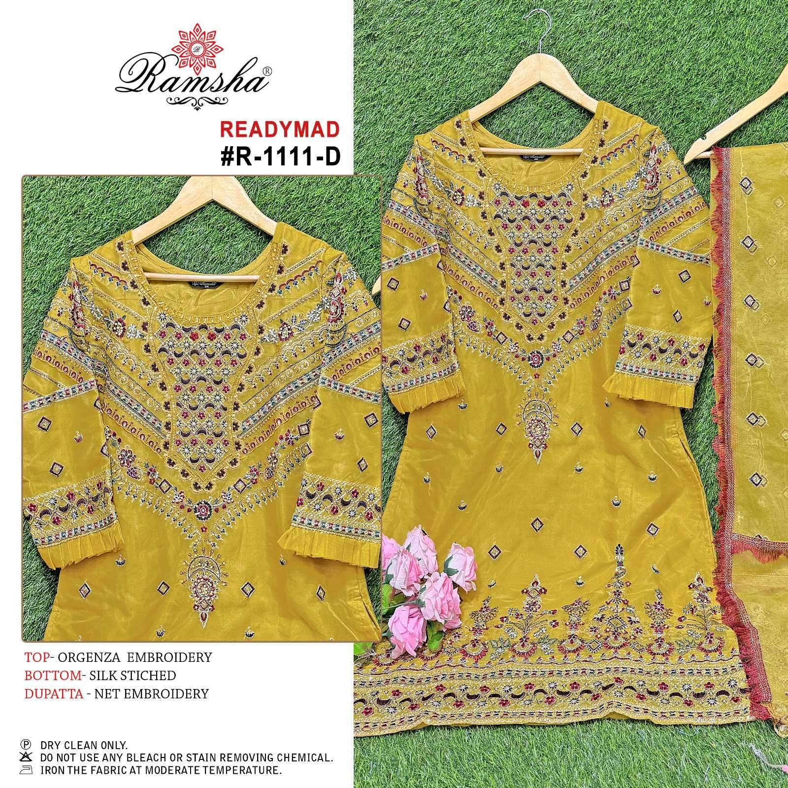 ramsha R-1111 organza embroidery readymade suit 