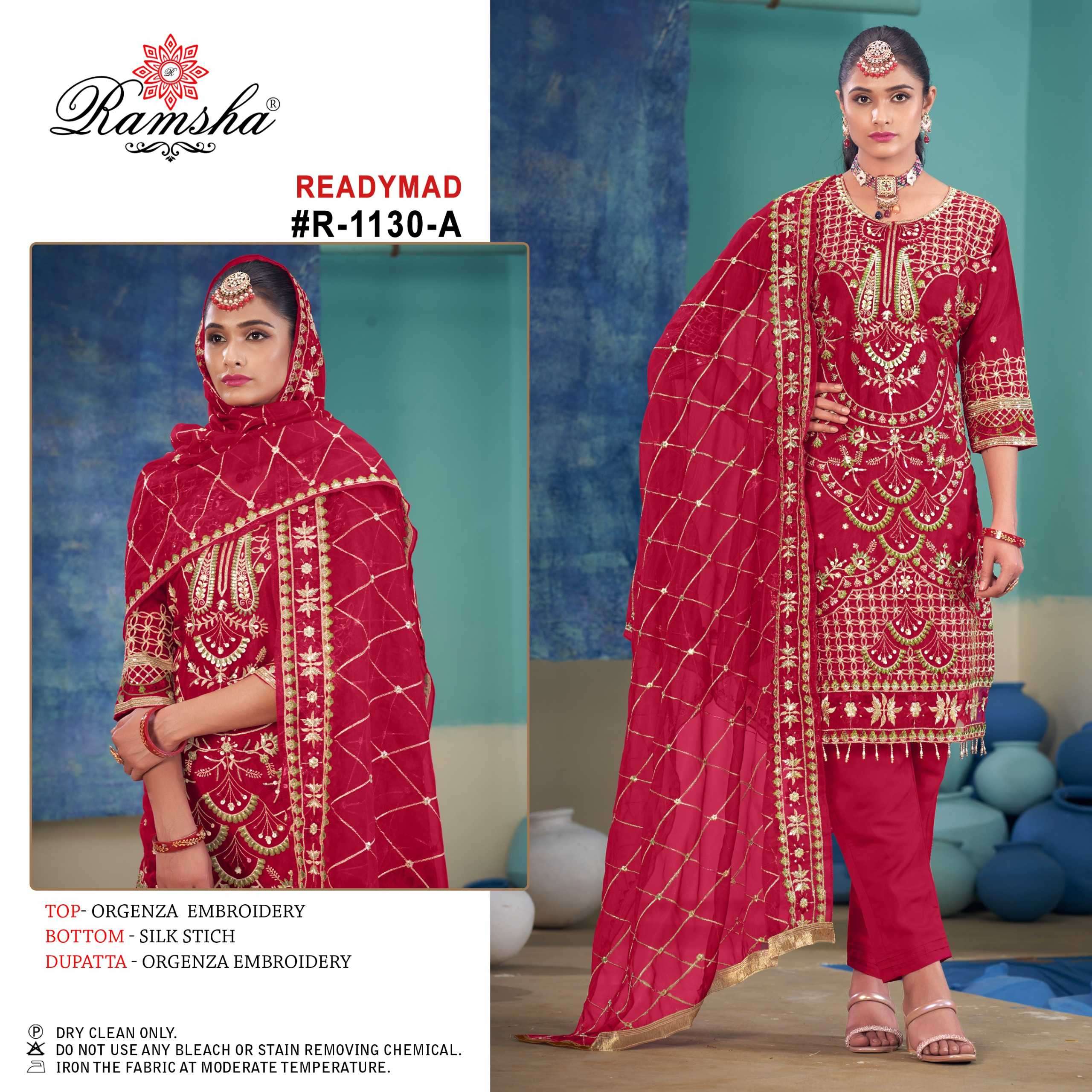 ramsha R-1130 nx organza embroidery readymade suit