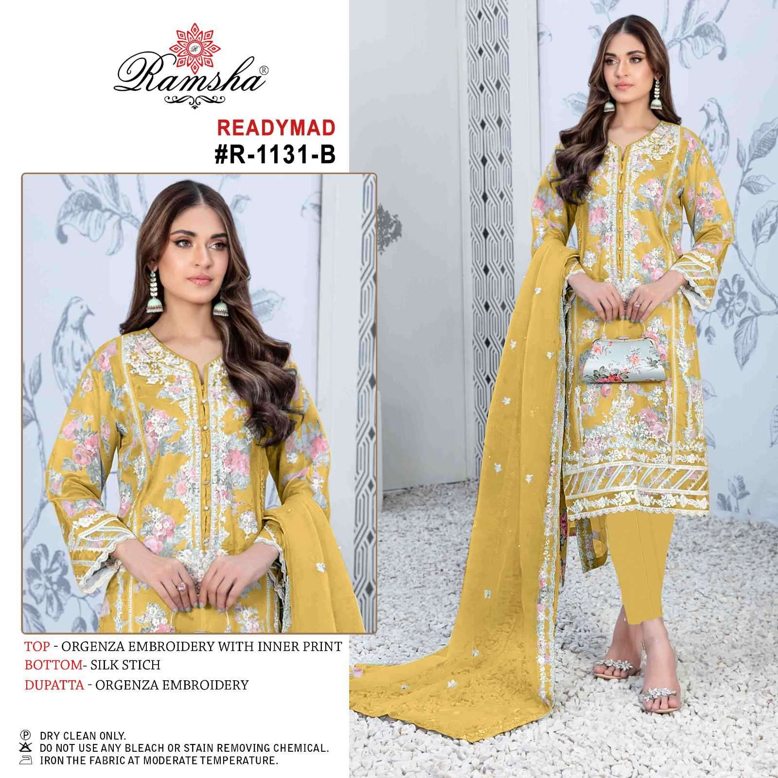 ramsha R-1131 organza embroidery readymade suit 