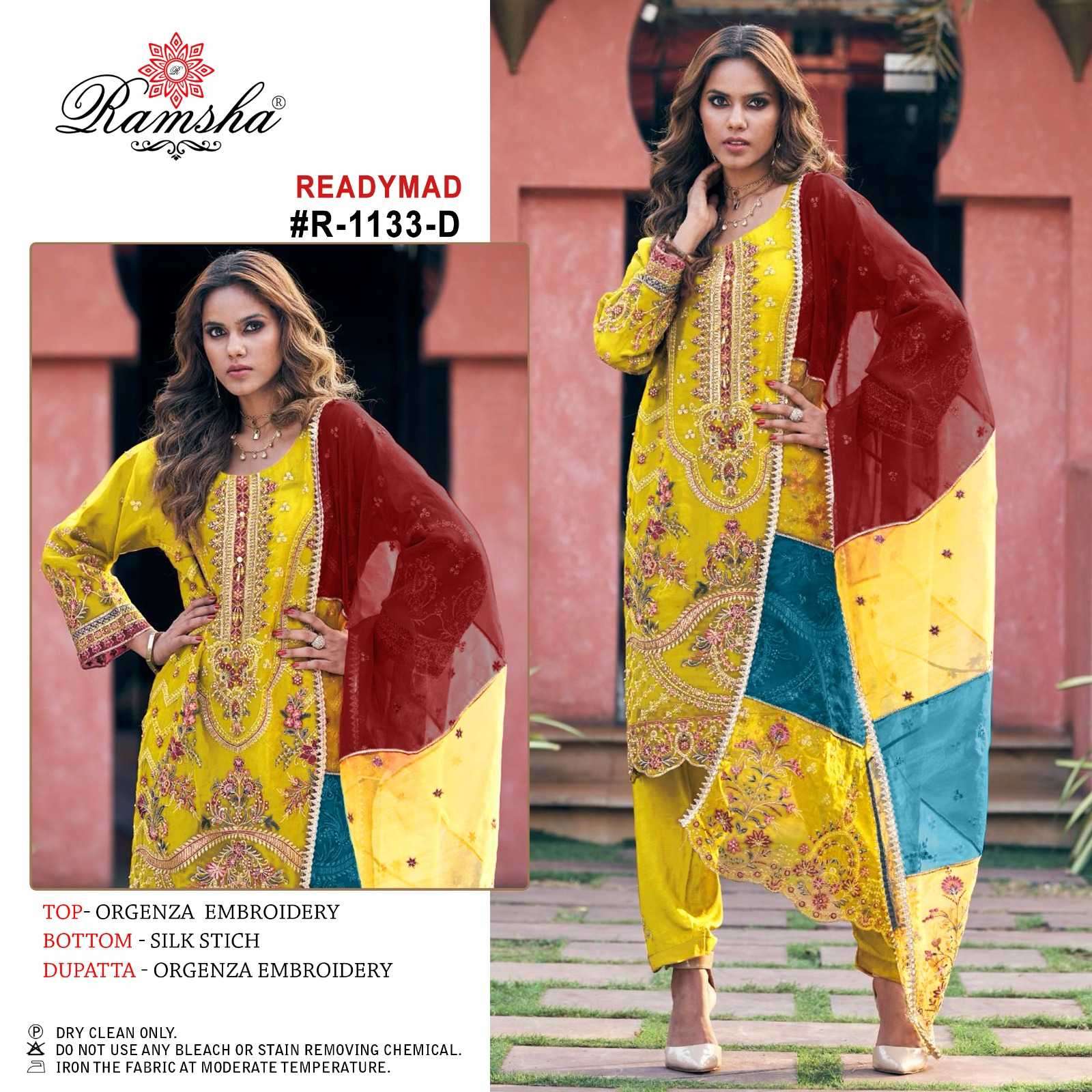 ramsha R-1133 organza embroidery suit 