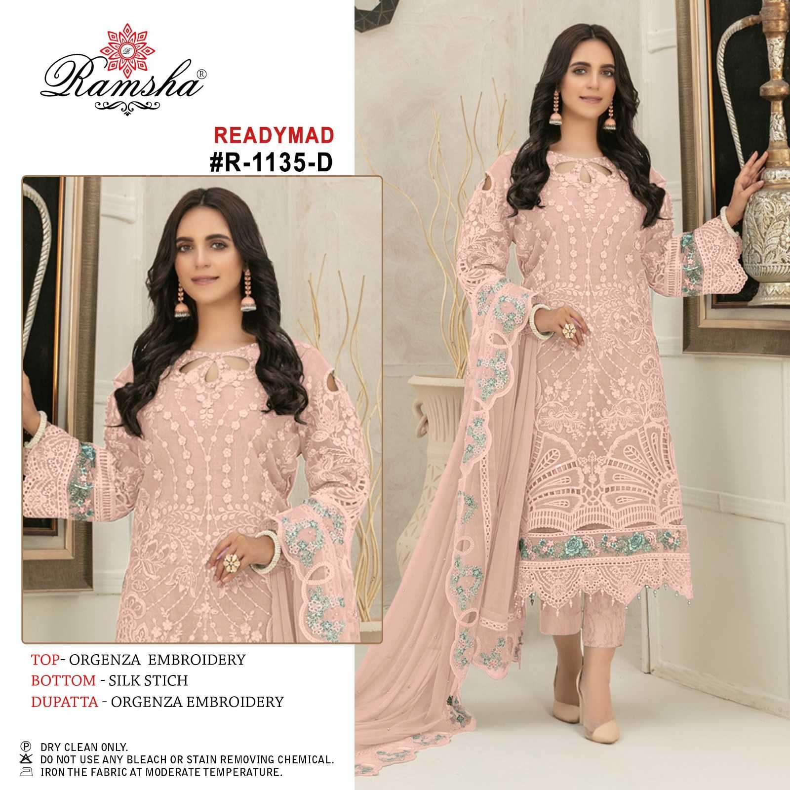 ramsha R-1135 organza embroidery readymade suit