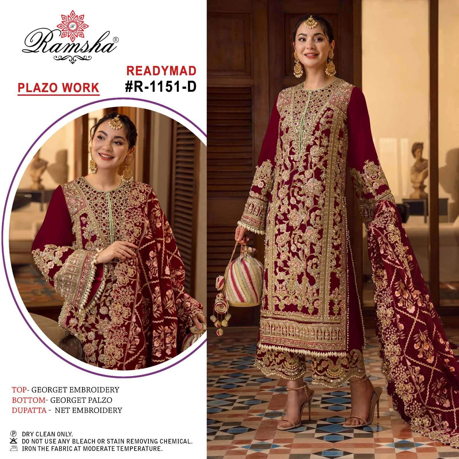 ramsha R-1151nx georgette embroidery readymade suit 