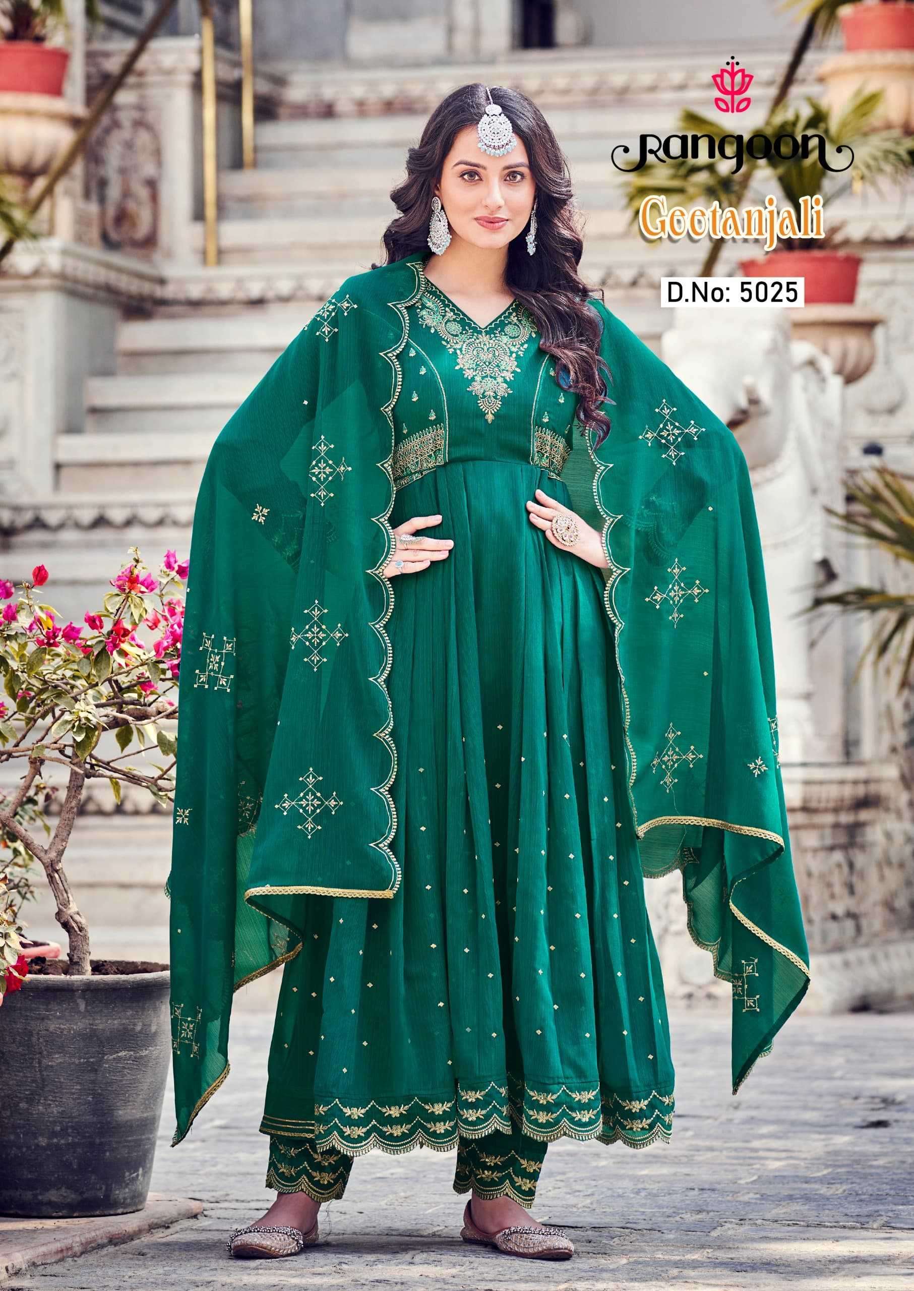 rangoon geetanjali series 5021-5026 silk embroidery readymade suit 