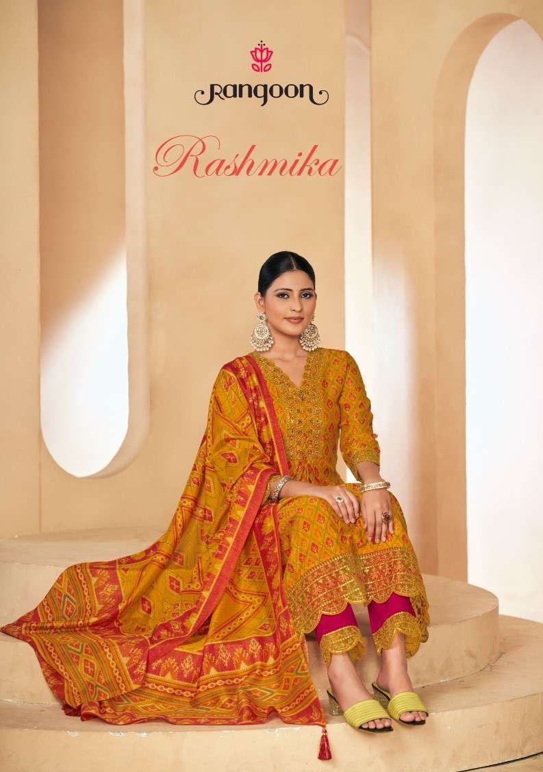 rangoon rashmika series 4951-4954 Silk Print with Fancy Embroidery suit
