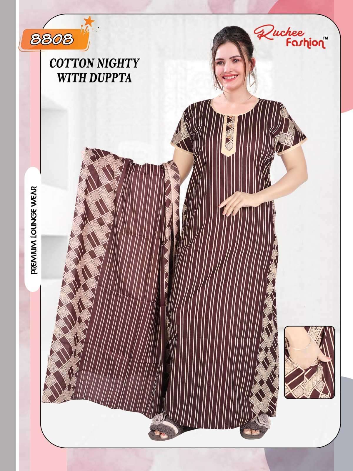 ruchee fashion cotton nighty with dupatta 8804-8809 women night wear
