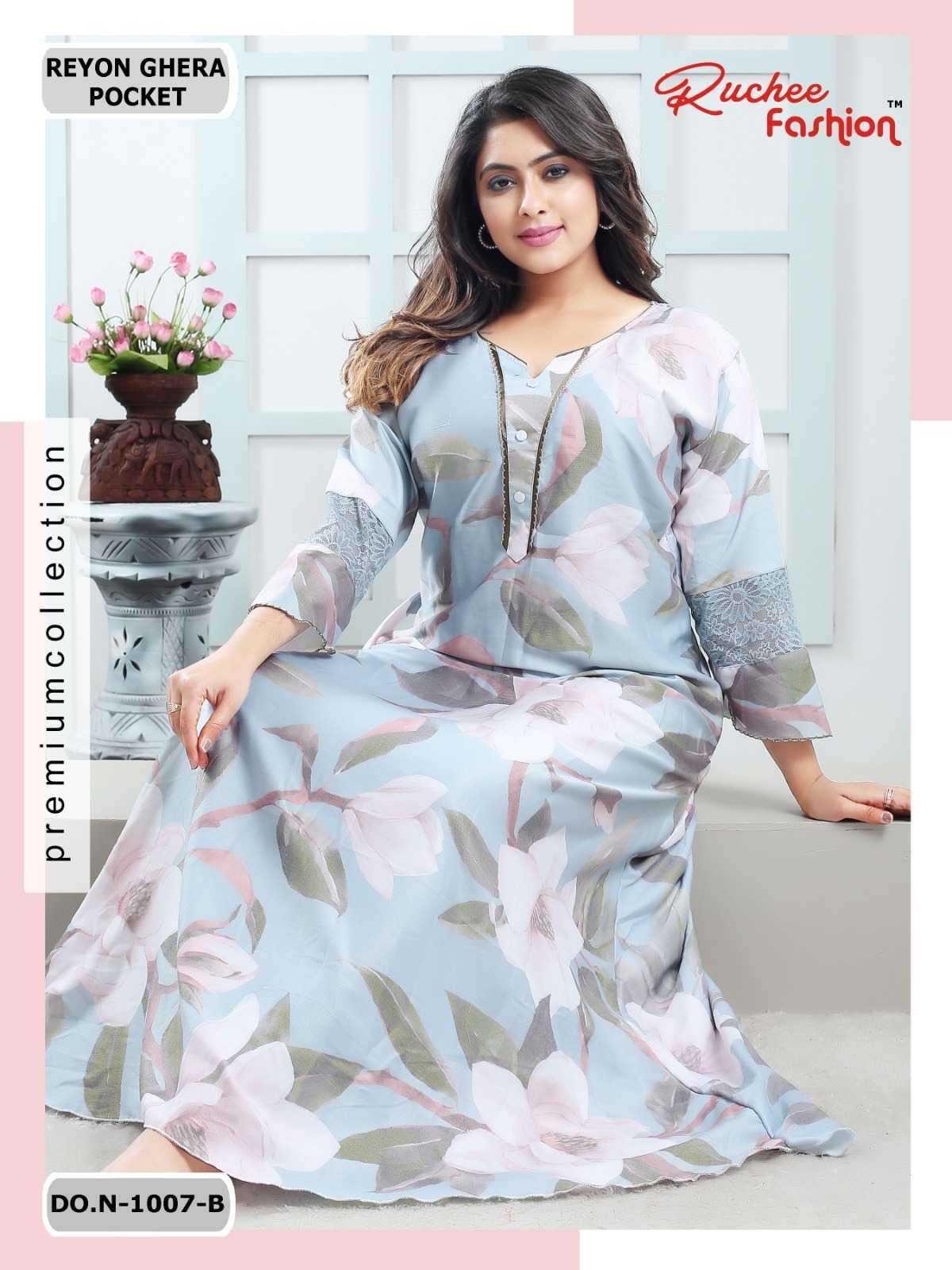 ruchee fashion rayon ghera heavy fancy sleeves part 4 rayon night suits
