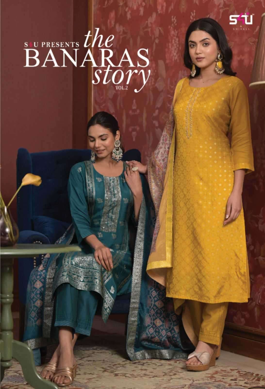 s4u shivali the banaras story vol 2  Dola Jacquard readymade suit 