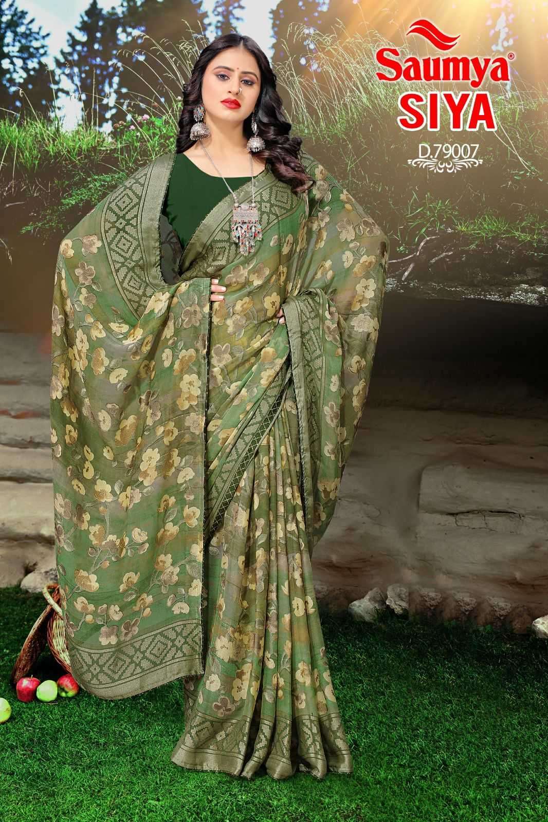 saumya siya series 79001-79008 Dull moss brasso saree