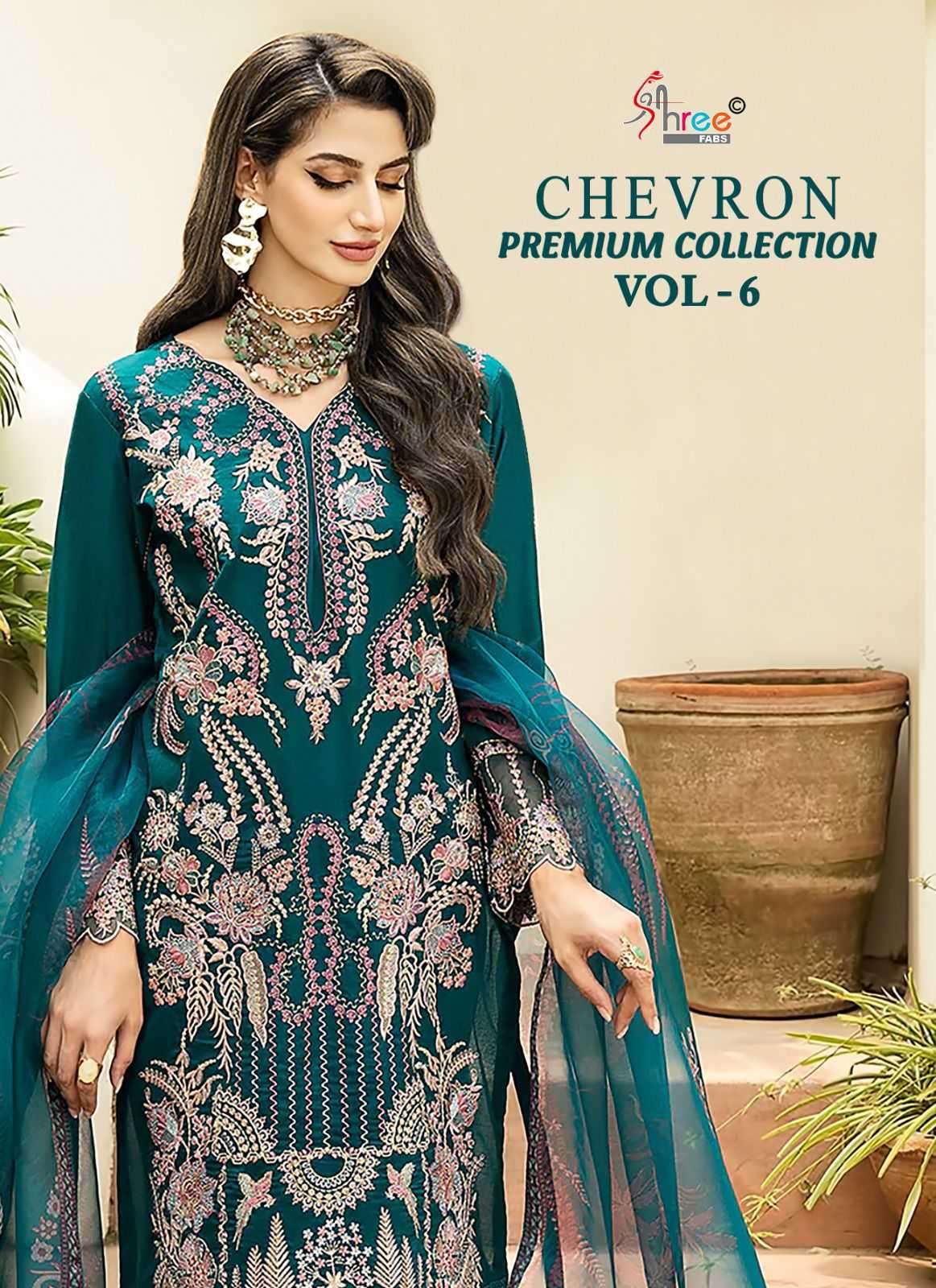 shree fab chevron premium collection vol 6 series 3431-3438 pure heavy rayon suit 