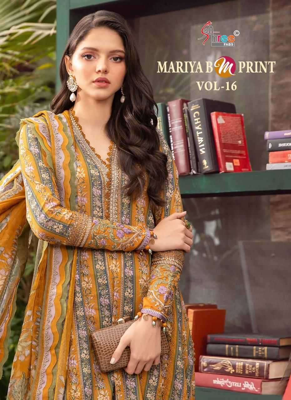 shree fab mariya b m print vol 16 series 3512-3519 pure cotton suit