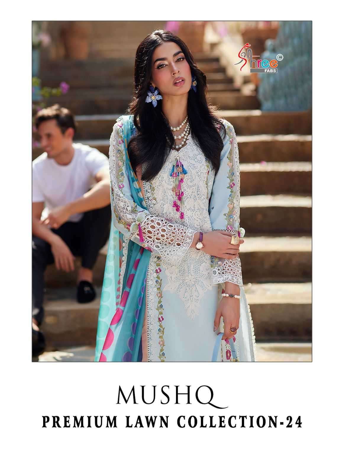 shree fab mushq premium lawn collection 24 series 3533-3538 pure lawn cambric suit 