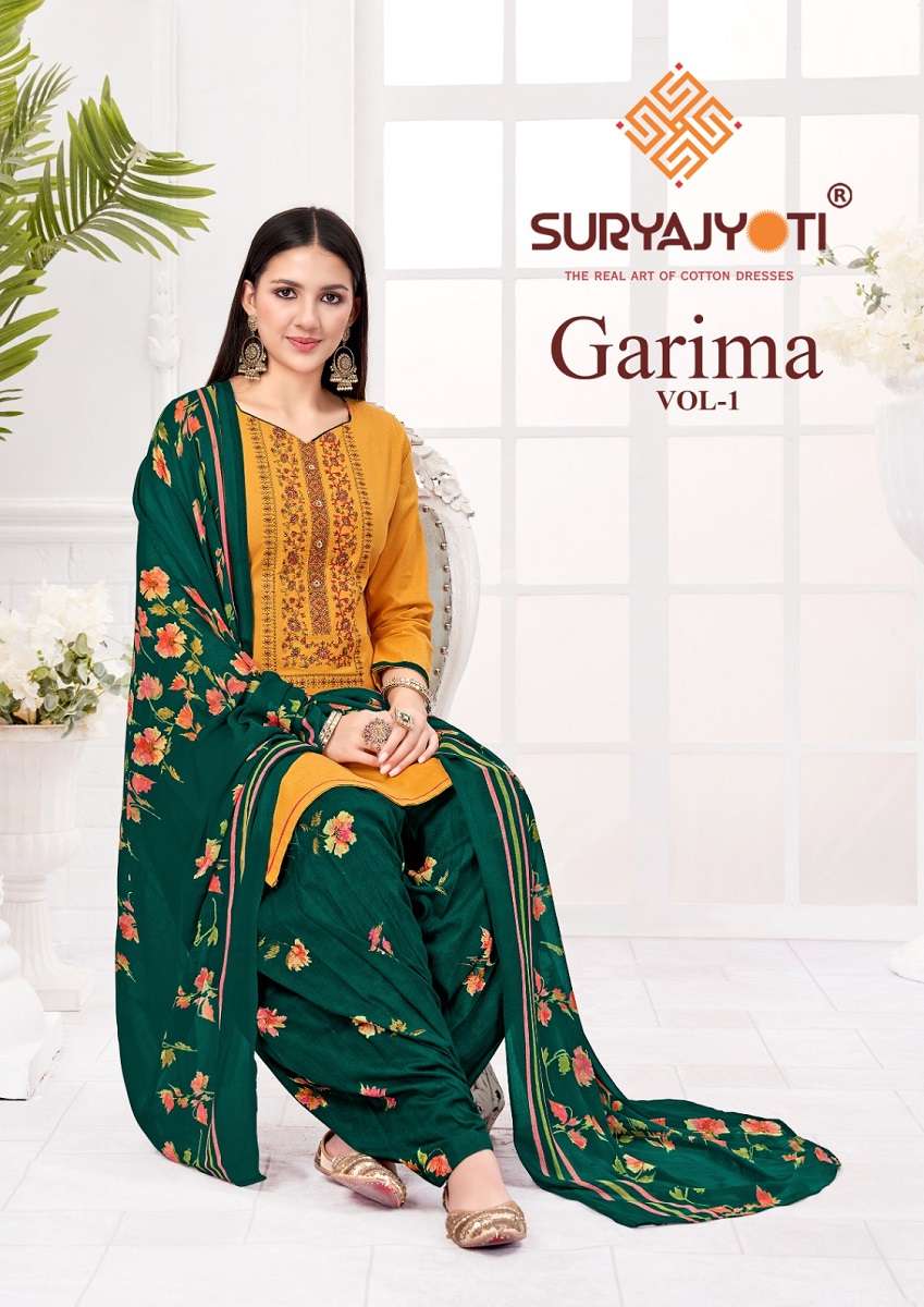 Suryajyoti Garima Vol-1 series 1001-1006 Pure Cotton Printed suit