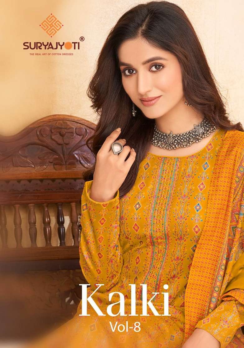 Suryajyoti Kalki Vol-8 series 8001-8008  Jaam Satin Cotton suit