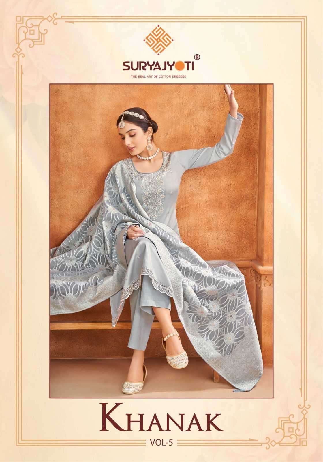 suryajyoti khanak vol 5 series 5001-5008 jam satin suit 