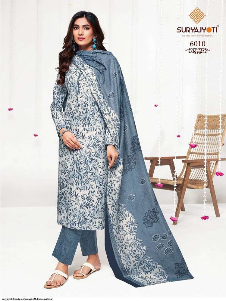 Suryajyoti Trendy Vol-60 series 6001-6020 Heavy Cotton readymade suit 