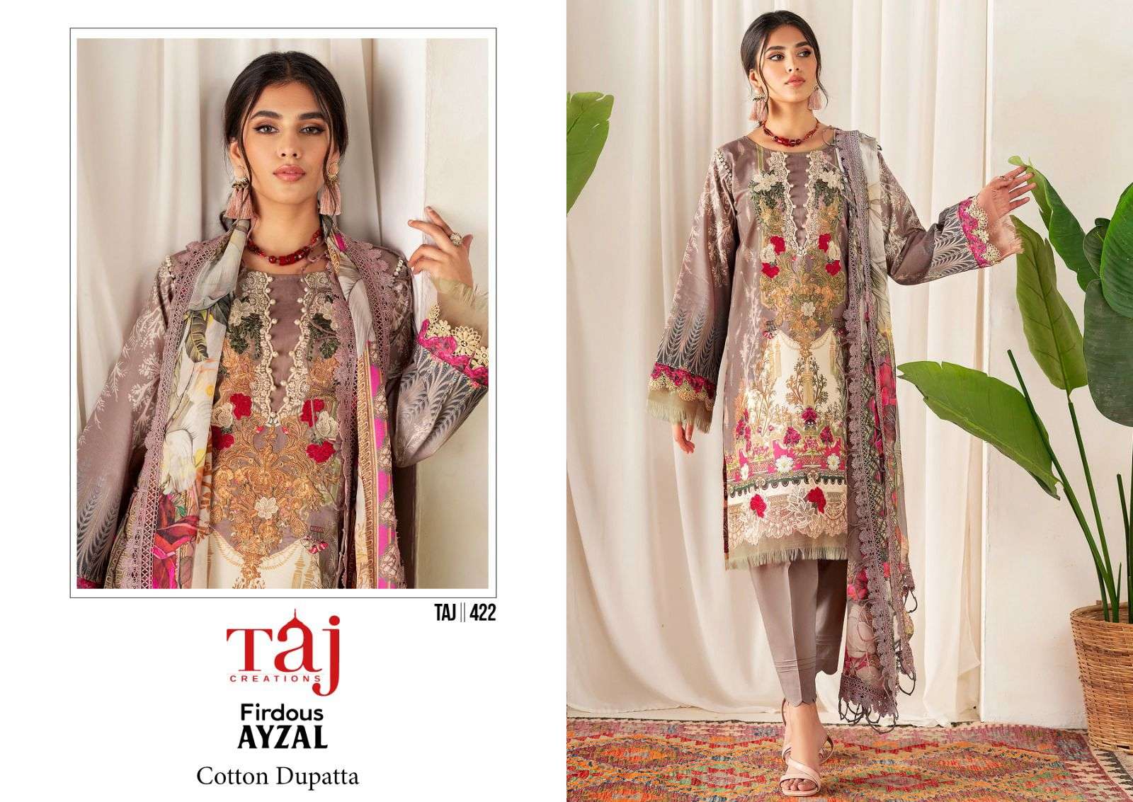 Taj 422 & 499 Pure Cotton Print suit